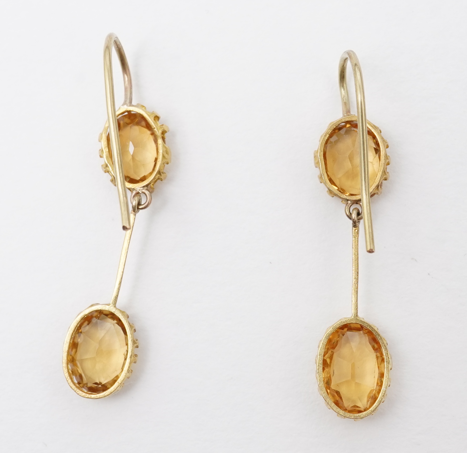 A pair of citrine earrings